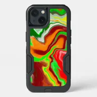 Red, Green, Burgundy Colorful Marble Fluid Art iPhone 13 Case