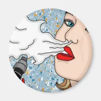 Retro Style Vaping Lady    Magnet