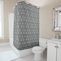 Simple Black/White Geometric Hexagonal Patterned Shower Curtain