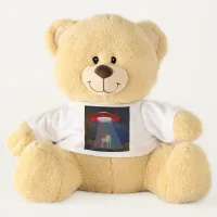 Unicorn Under UFO Rainbow Beam at Night, ZKoA Teddy Bear