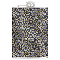 Navy and Gold Cheetah Print Flask