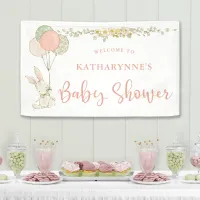 Cute Vintage Bunny Rustic Floral Baby Shower Banner