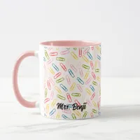 Cute Adorable Teacher Name Paperclip Pattern Mug