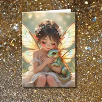 Fairy and Dragon Ethereal Girl's Birthday Card