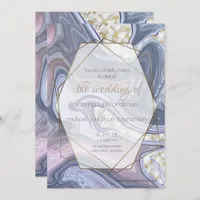 Modern Wedding Marbleized Purple Rose Agate Invitation