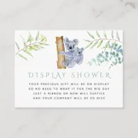 Koala Bear Eucalyptus Leaves Baby Display Shower Enclosure Card