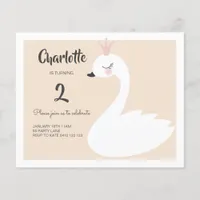 BUDGET Cute White Swan Birthday Invitation