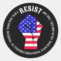 Resist Fascism, Oligarchy, Anti-Trump Classic Round Sticker