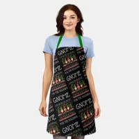 Funny Colorful Pixelated Gnome for the Holidays Apron