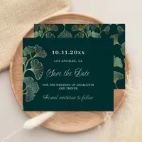 Emerald green greenery wedding save the date flyer