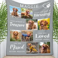 Pet Memorial Personalized Sympathy 8 Photo Collage Fleece Blanket