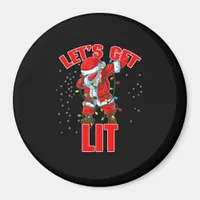 Let's Get Lit Drinking Santa Hat Dabbing Christmas Magnet