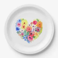 Pretty Floral Wreath Watercolor Art Paper Plates
