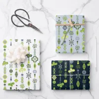 Shamrock Clover Floral Minimalist Blue Wrapping Paper Sheets