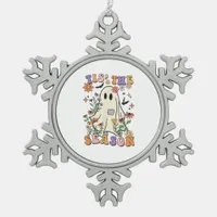 Tis The Season Retro Halloween Party Funny Trendy Snowflake Pewter Christmas Ornament
