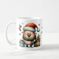 Cute Christmas Pig with Gifts Coffee Mug