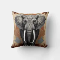 Majestic Elephant Mandala Throw Pillow