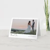 Minimalist Photo Calligraphy Wedding Folded Thank You Card