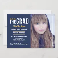 Navy and Gold Graduation Party Invitation