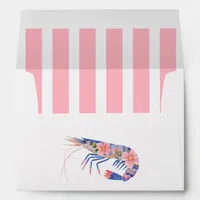 Floral Shrimp Coastal Nautical Wedding Invitation Envelope