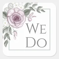 We Do, Floral Mauve Rose Envelope and Favor Seals