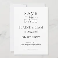 Black and White Calligraphy Wedding Save The Date