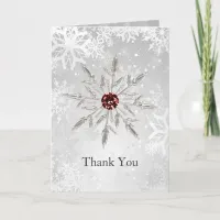 silver red snowflakes winter wedding Thank You