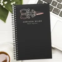 Vintage Rose Gold Scissors Hair Stylist Logo Planner