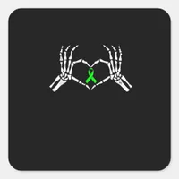 Skeleton Hand Heart Awareness Ribbon Supportive Square Sticker