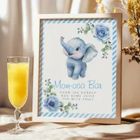 Elephant Mom-osa Bar Sign – Blue Floral Baby Showe