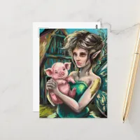 Fairy and her Piglet on the Farm Postcard