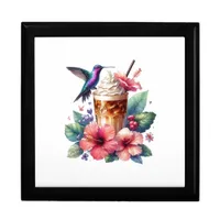 Iced Coffee & Hummingbird Floral Art Gift Box