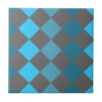 Blue and Grey Harlequin Pattern Ceramic Tile