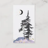 *~*  Crescent Moon Pine Trees Gold Stars Glitter Business Card