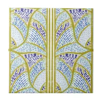 Mediterranean Lime Green & Blue Mosaic Pattern  Ceramic Tile