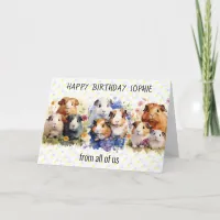 Cute Guinea Pigs Happy Birthday From All Of Us Card