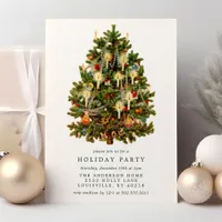Vintage Victorian Christmas Tree Holiday Party Invitation