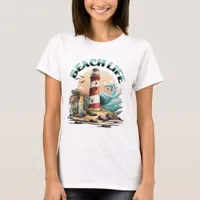 Beach Life | Tropical Beach and Lighthouse  T-Shirt