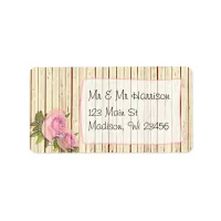 Rustic Wood Pink Rose Shabby Return Address Labels