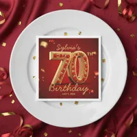 Luxury Gold Red Ruby Jewel Diamond 70th Birthday Napkins