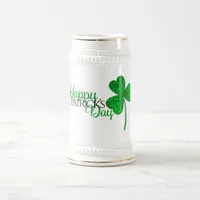 Green Glitter Shamrock Happy St Patrick’s Day  Beer Stein