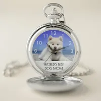 Mother world's best dog pet mom photo pocket watch