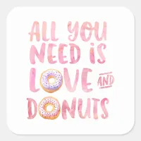 Love and Donuts Square Sticker