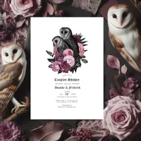 Gothic Owl and Mauve Vintage Floral Couples Shower Invitation