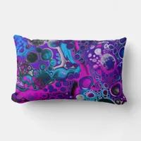 Purple, Blue Modern Abstract Fluid Art Marble Cell Lumbar Pillow