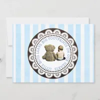 Baby and Teddy Bear Boys Baby Shower Invitation