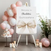 Bow cream beige Quinceanera welcome Foam Board