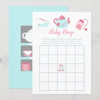 Shabby-Chic Girl Baby Shower Tea Party Bingo Invitation