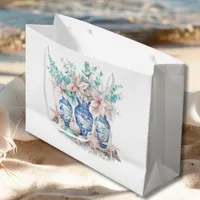 Chinoiserie Vases with Eucalyptus & Poinsettias  Large Gift Bag