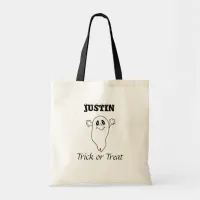 Personalized Halloween Trick or Treating Ghost Tote Bag